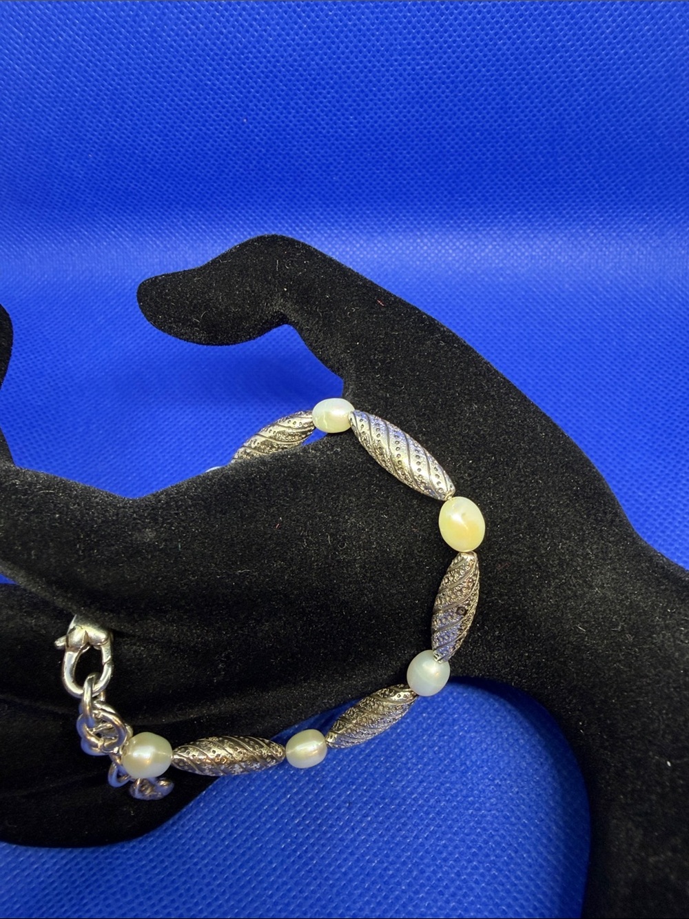 Brighton Cream Pearl and Textured Silver Bead Bracelet - Women Jewelry